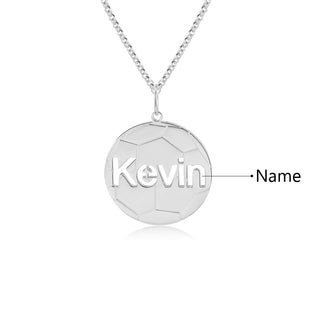 Personalized Rhodium Plated Football Name Necklace