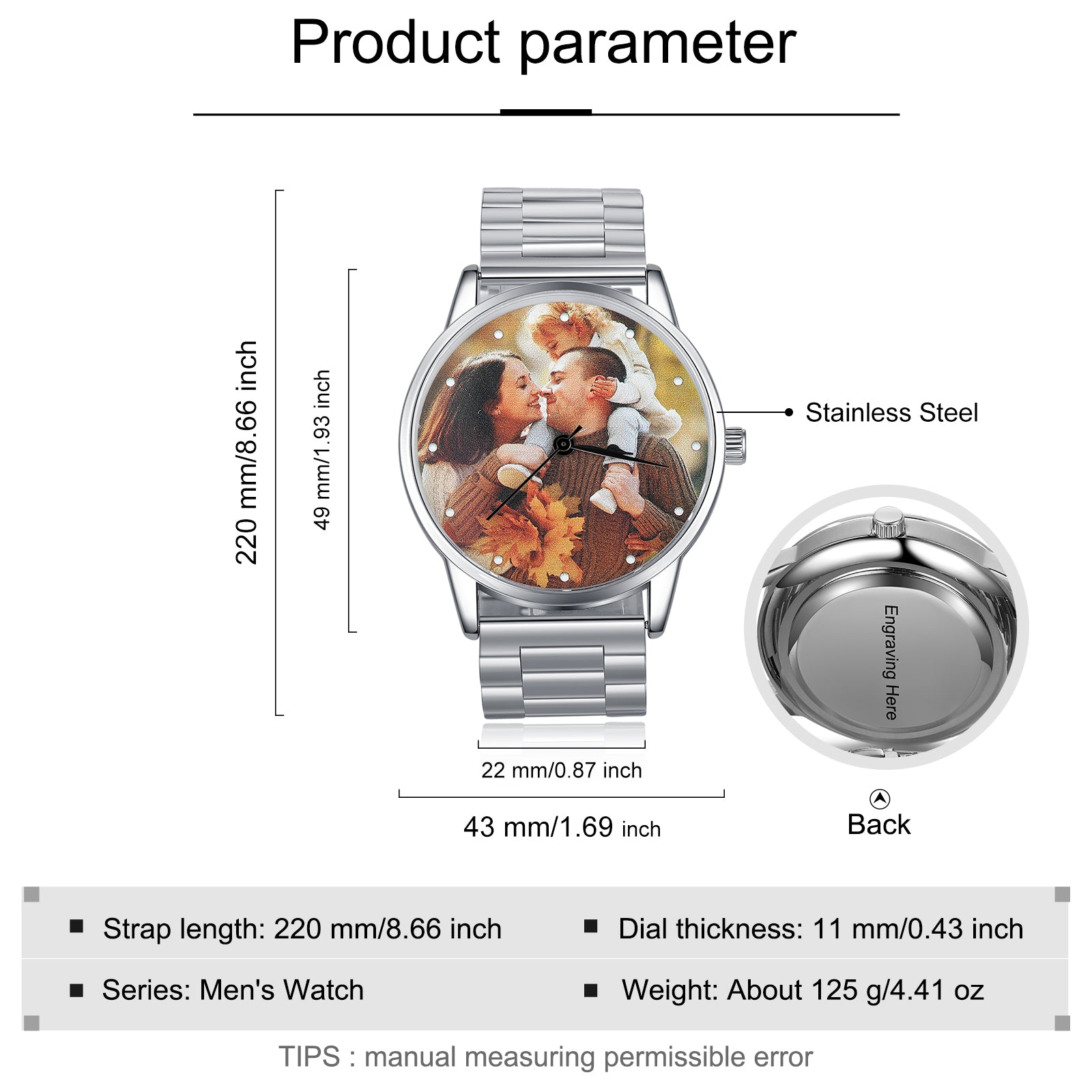 Personalized Alloy Leather Photo Watch