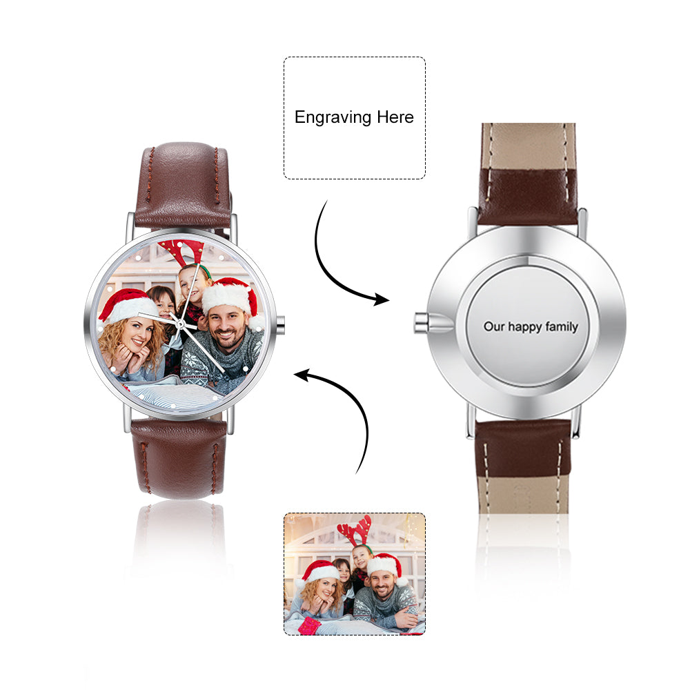 Personalized Alloy Leather Photo Watch
