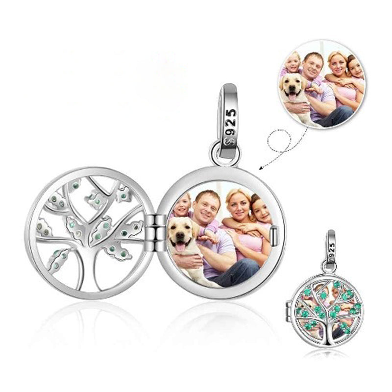 Personalized 925 Sterling Silver Family Tree Photo Necklace