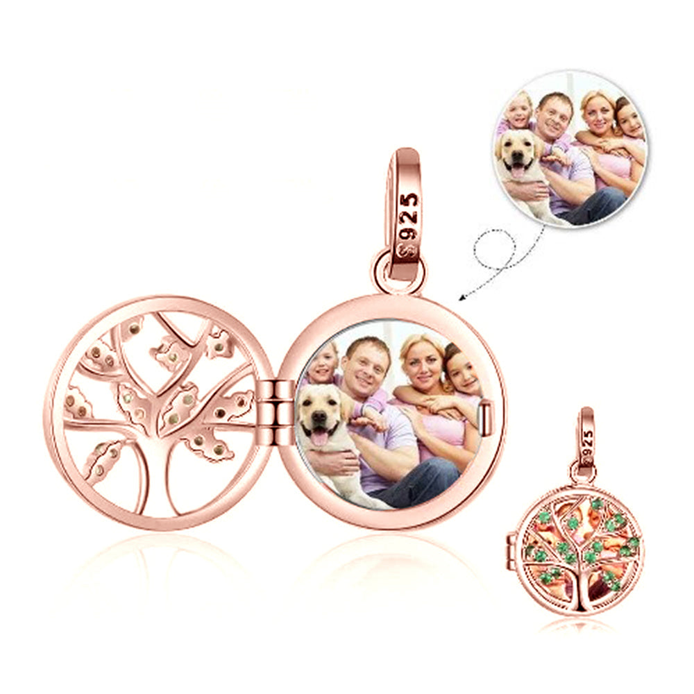 Personalized 925 Sterling Silver Family Tree Photo Necklace