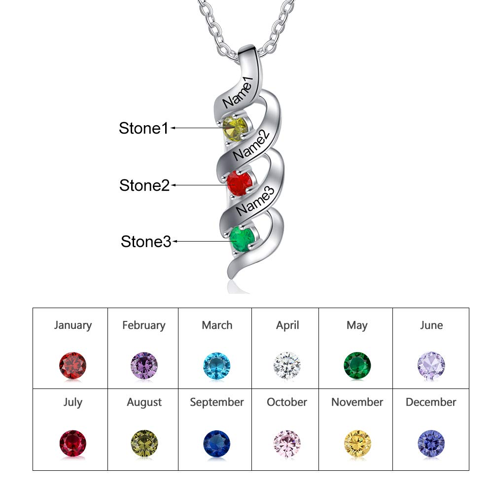 Personalized Rhodium Plated Birthstone Necklace