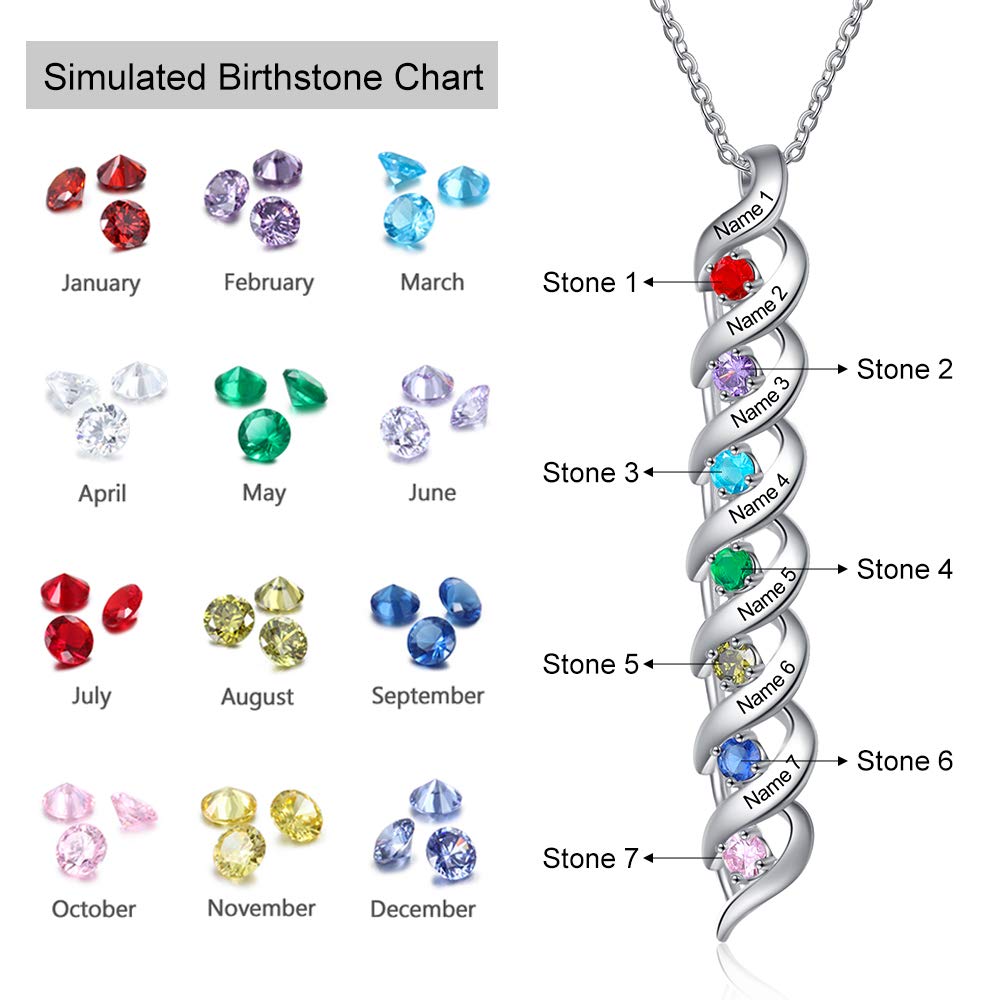 Personalized Rhodium Plated Birthstone Necklace
