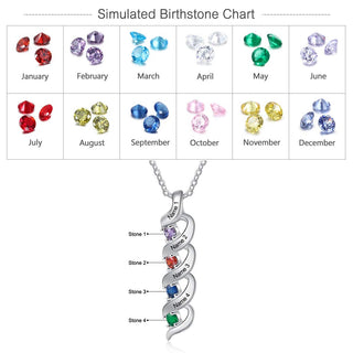 Personalized Rhodium Plated Birthstone Necklace