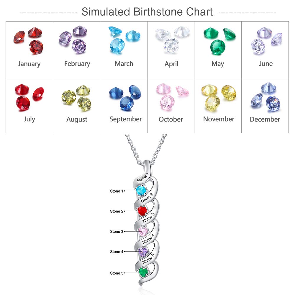 Personalized Rhodium Plated Birthstone Necklace