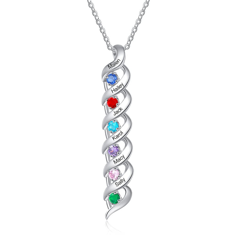 Personalized Rhodium Plated Birthstone Necklace