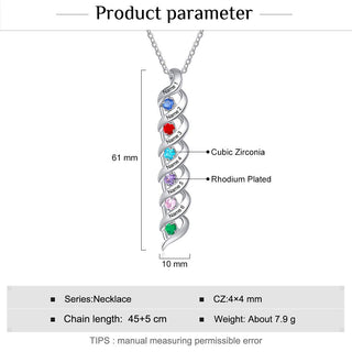 Personalized Rhodium Plated Birthstone Necklace