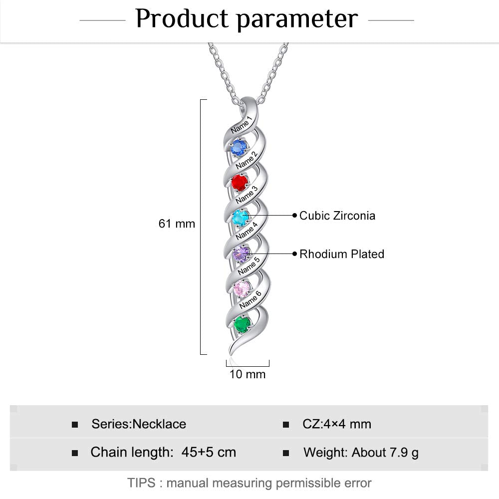 Personalized Rhodium Plated Birthstone Necklace