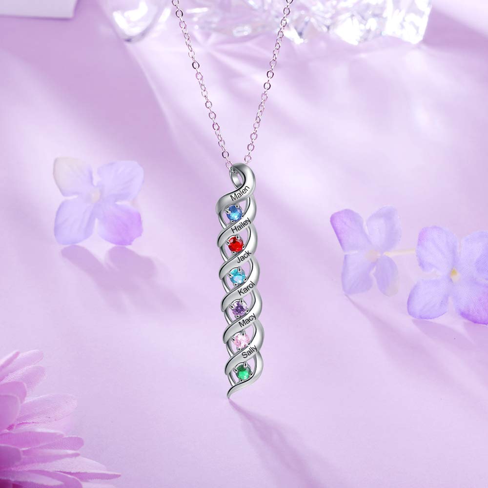 Personalized Rhodium Plated Birthstone Necklace