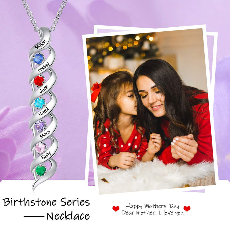 Personalized Rhodium Plated Birthstone Necklace