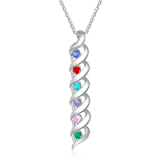 Personalized Rhodium Plated Birthstone Necklace