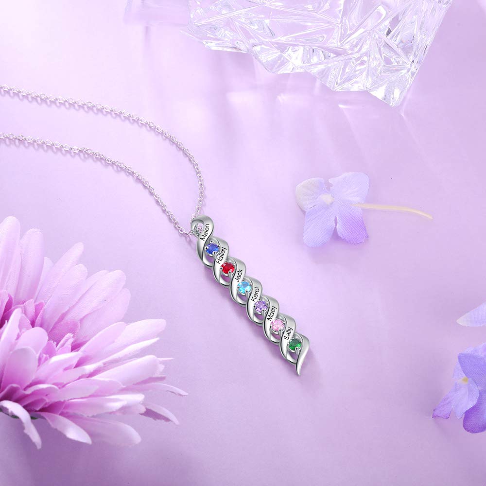 Personalized Rhodium Plated Birthstone Necklace