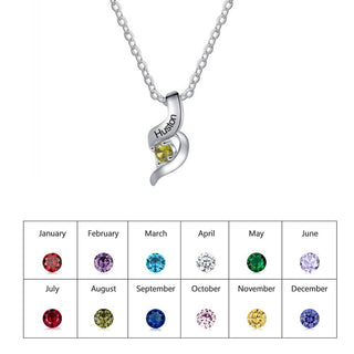 Personalized Rhodium Plated Birthstone Necklace