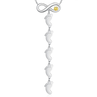 Personalized Birthstone Infinity Baby Feet Necklace
