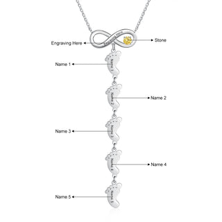 Personalized Birthstone Infinity Baby Feet Necklace