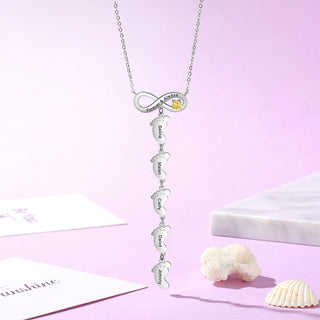 Personalized Birthstone Infinity Baby Feet Necklace