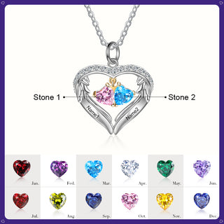 S925 Silver Birthstone Heart Shape Pendant Necklace