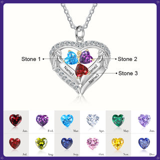 S925 Silver Birthstone Heart Shape Pendant Necklace