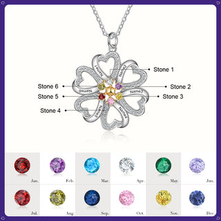 S925 Silver Heart Shape Flower Pendant Necklace