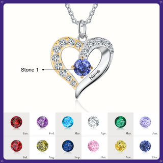 Birthstone & Engraved S925silver Necklace