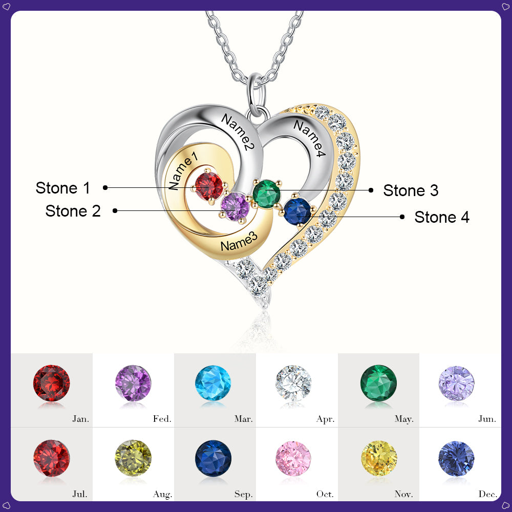 Birthstone & Engraved S925silver Necklace