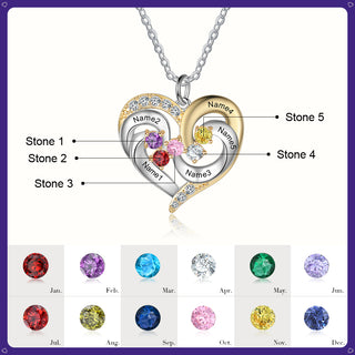 Birthstone & Engraved S925silver Necklace