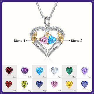 S925 Silver Birthstone Heart Shape Pendant Necklace