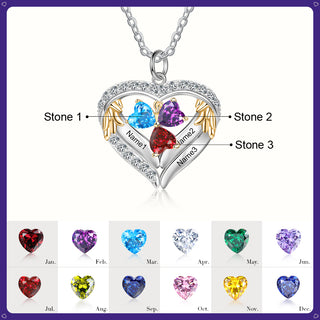 S925 Silver Birthstone Heart Shape Pendant Necklace