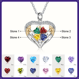 S925 Silver Birthstone Heart Shape Pendant Necklace