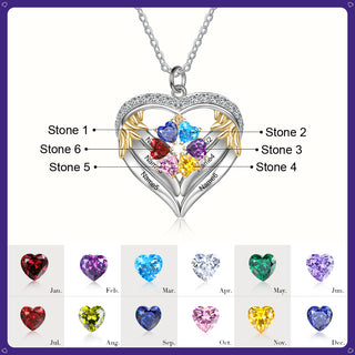 S925 Silver Birthstone Heart Shape Pendant Necklace