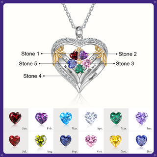S925 Silver Birthstone Heart Shape Pendant Necklace