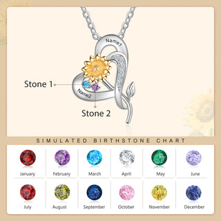 S925 Silver Sunflower Heart Shape Pendant Necklace