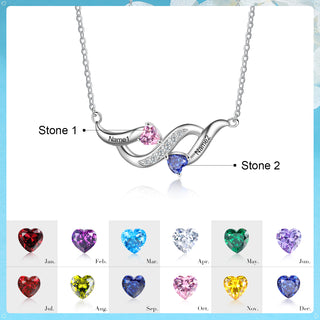 S925 Silver Heart Shape Birthstone Pendant Necklace