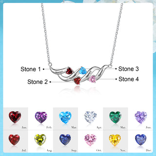 S925 Silver Heart Shape Birthstone Pendant Necklace