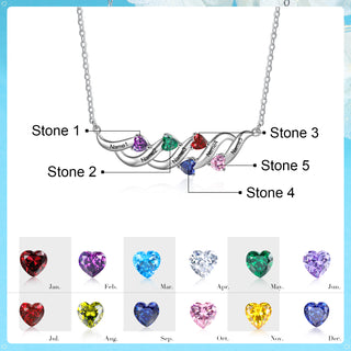 S925 Silver Heart Shape Birthstone Pendant Necklace
