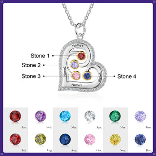 S925 Silver Birthstone Heart Shape Necklace