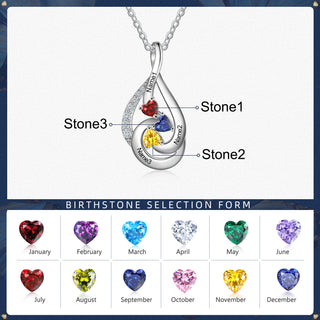 S925 Silver Birthstone Drop Shape Necklace