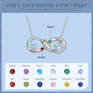 Personalized Rhodium Plated Infinity Dolphin Pendant Necklace