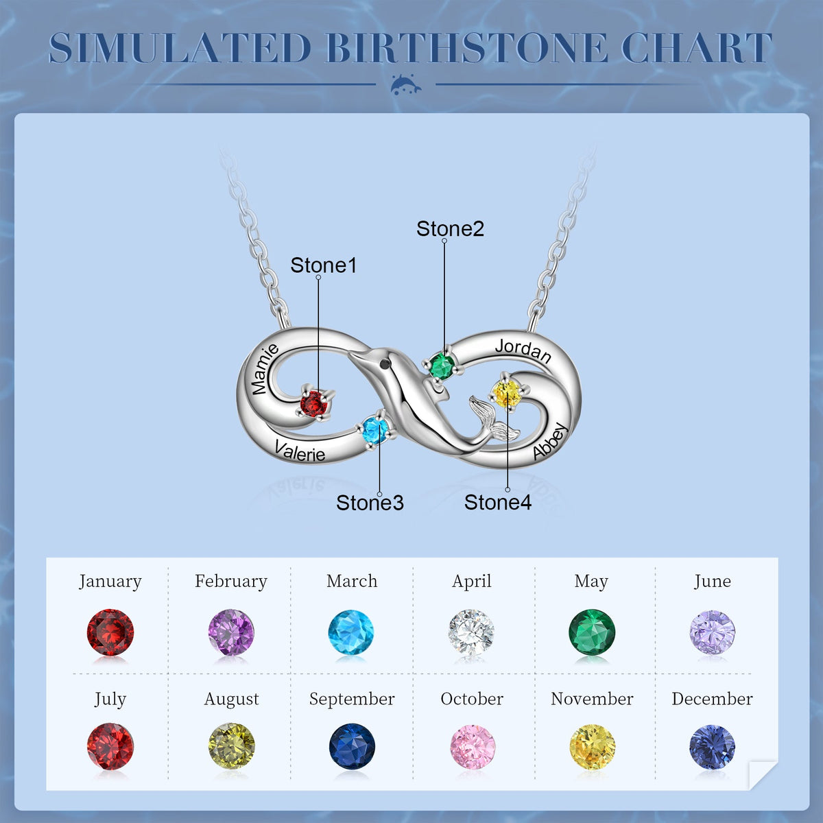 Personalized Rhodium Plated Infinity Dolphin Pendant Necklace