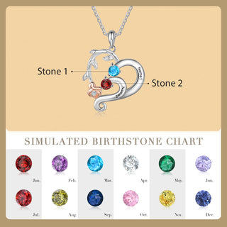 Engraved S925 Silver Rose Flower Heart Shape Pendant Necklace