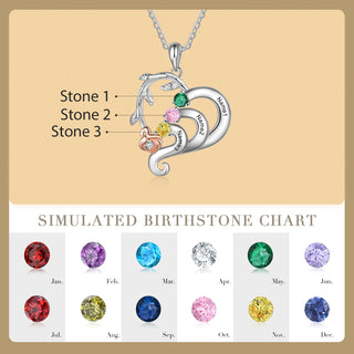 Engraved S925 Silver Rose Flower Heart Shape Pendant Necklace