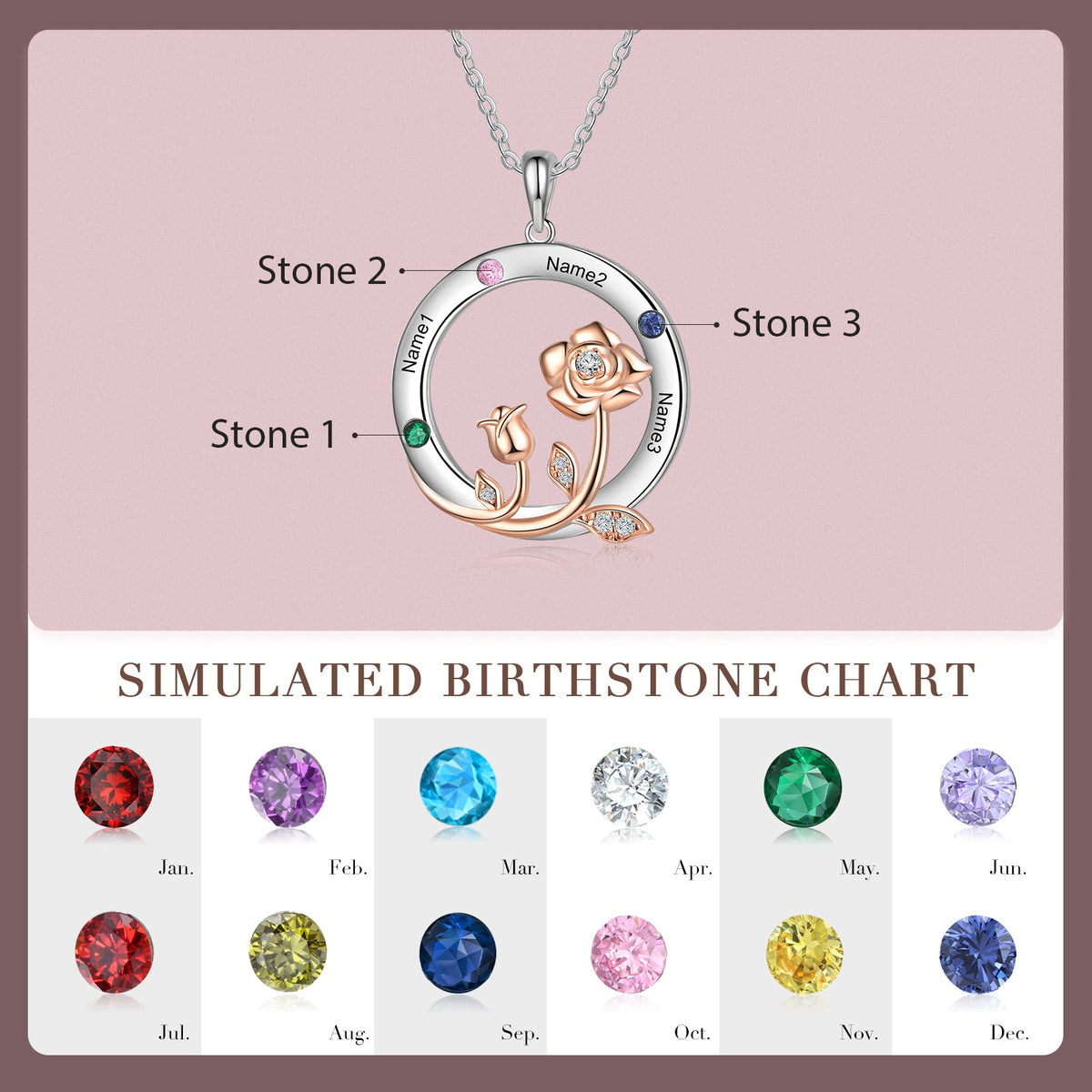 Rhodium Plated Rose Flower Pendant Necklace