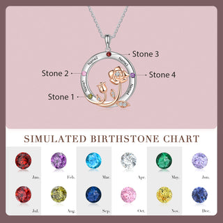 Rhodium Plated Rose Flower Pendant Necklace