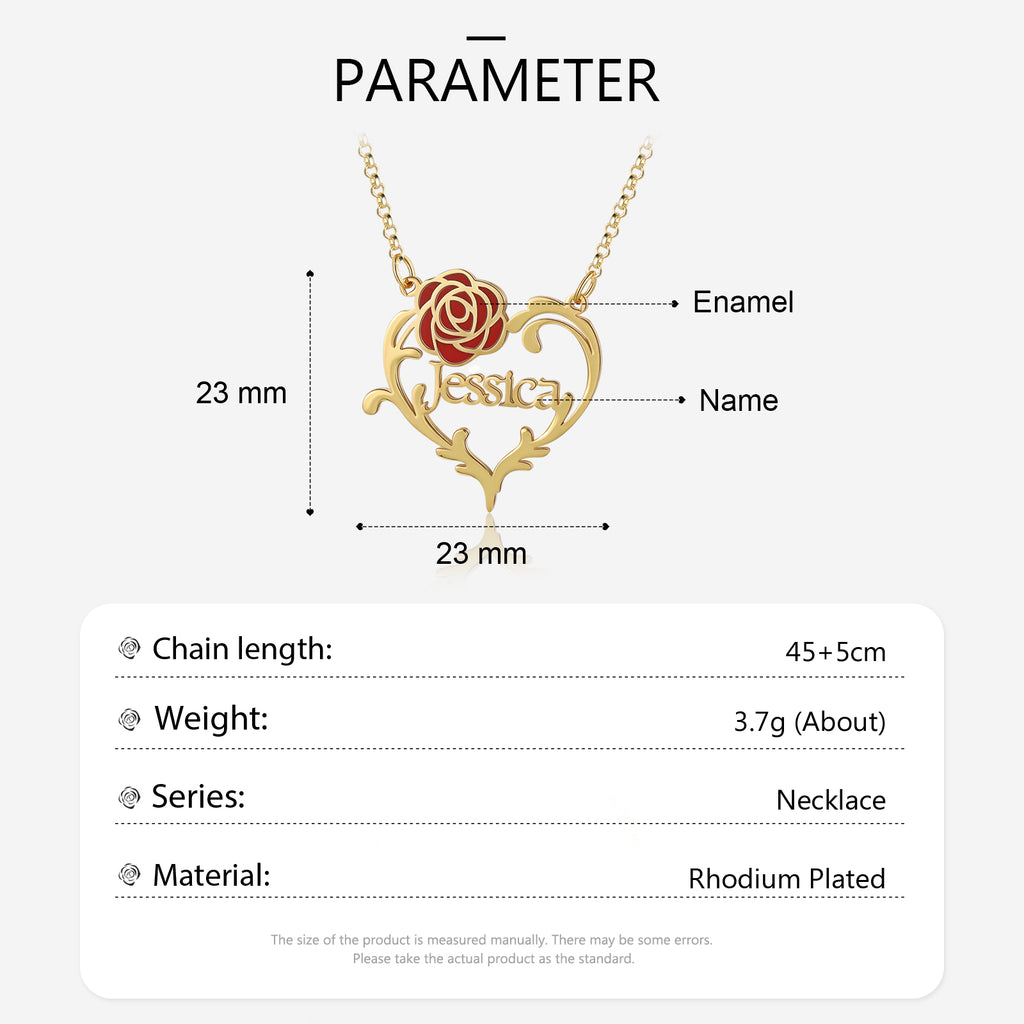 Jewelry Personalized Rose Flower Name Necklace