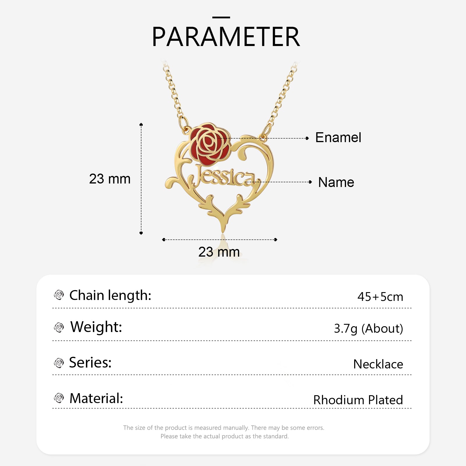 Jewelry Personalized Rose Flower Name Necklace