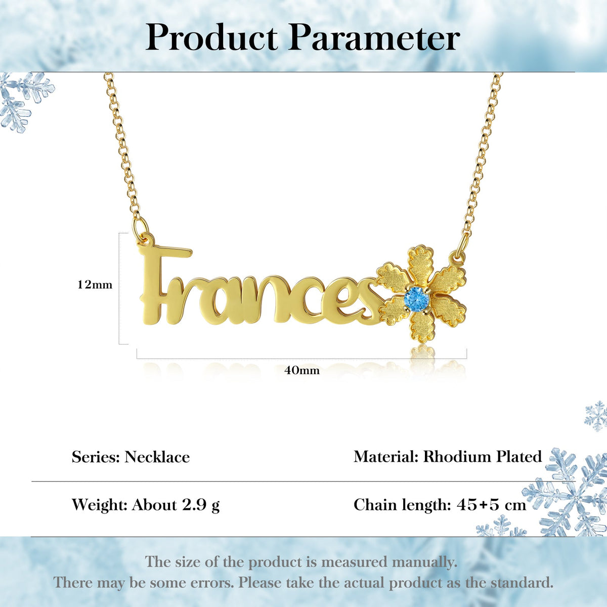 Personalized Christmas Flower Name Necklace