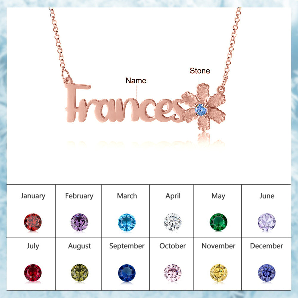 Personalized Christmas Flower Name Necklace