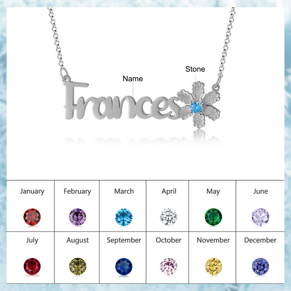 Personalized Christmas Flower Name Necklace