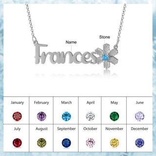 Personalized Christmas Flower Name Necklace