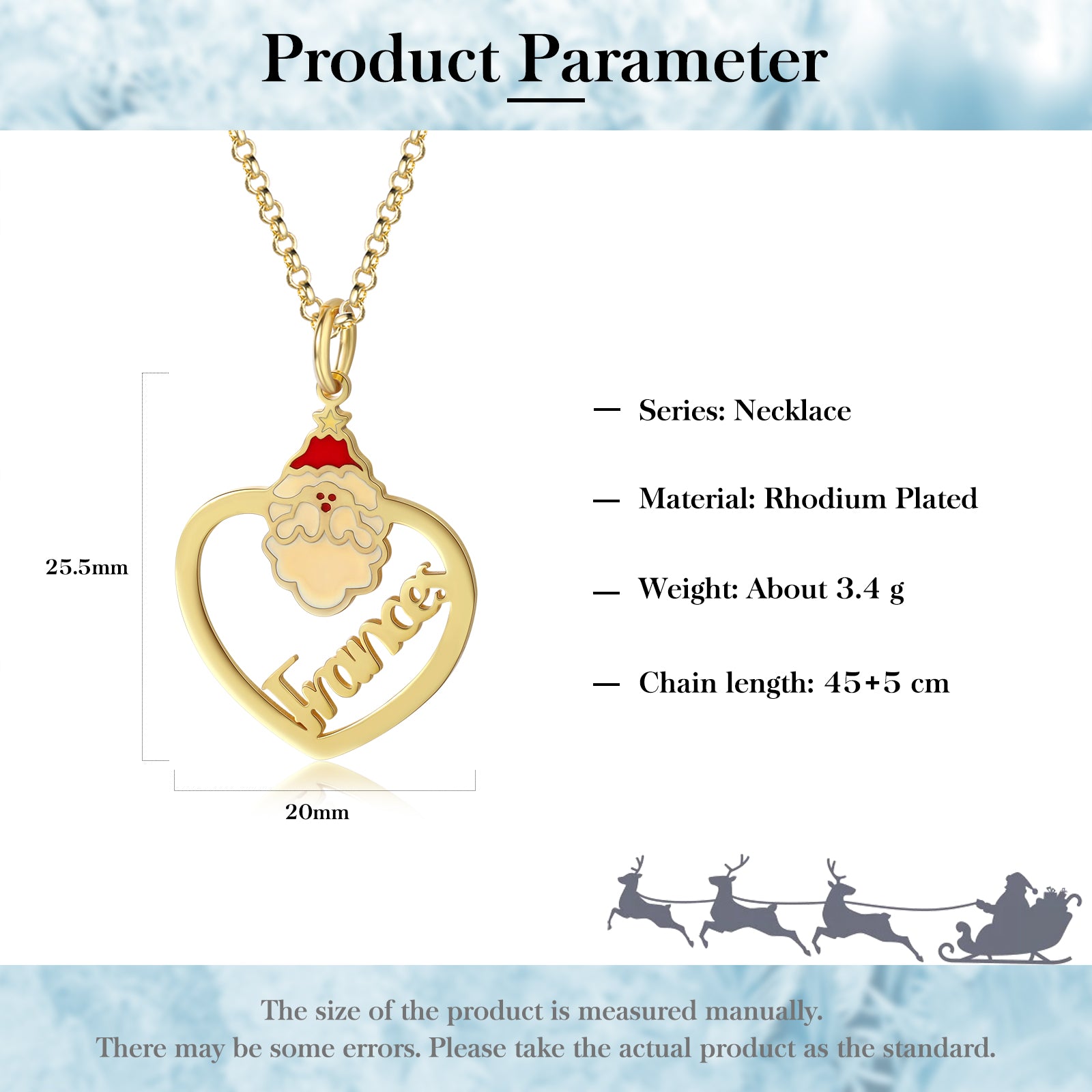 Personalized Christmas Santa Claus Name Necklace